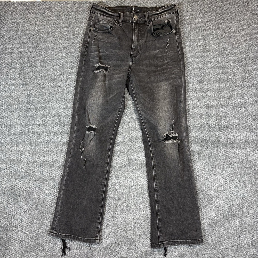 Risen Womens Jeans Size 5/27 BLACK STRAIGHT LEG Distressed JEANS- RDP1268